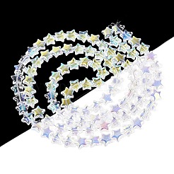 電気メッキ透明ガラスビーズ連売り  スター  ABカラーメッキ  クリアAB  9~9.5x9.5~10x4~5mm  穴：0.6~0.8mm  約100個/連  33.46インチ（85cm）&nbsp;EGLA-N056-04A-A01