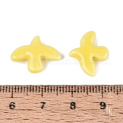 手作りの陶器ビーズ  光沢釉の磁器  鳥  きいろ  16.5~17x13.5~14x4.5~5mm  穴：1.5~2mm&nbsp;PORC-N013-09C