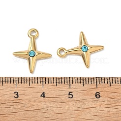 304ステンレススチールラインストーンペンダント  スターのチャーム  イオンプレーティング（ip）  18KGP本金メッキ  18x15x3mm  穴：1.5mm&nbsp;STAS-L308-04A-G