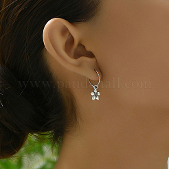 真鍮の花のフープピアス  バレンタインデーの贈り物  銀  25x10mm&nbsp;FK9101