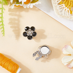 真鍮のカフスボタン  ラインストーン付き  アパレルアクセサリー用  花  プラチナ  21.3x11.2mm  穴：5mm&nbsp;DIY-WH20011-70D