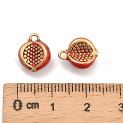 304ステンレススチールエナメルチャーム  14KGP本金メッキ  ザクロ  11.5x9.5x6.5mm  穴：1.4mm&nbsp;STAS-D384-04B-G