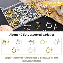 40 セット 8 スタイルのチベットスタイル合金マンテル  鉛フリー及びカドミウムフリー  ミックスカラー  19x14x3mm  穴：2mm  5セット/スタイル&nbsp;TIBE-YW0001-69C