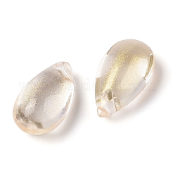 クリアガラスチャーム  ティアドロップ  ライトゴールデンロッドイエロー  14x8x5.2mm  穴：1.2mm  10個/セット&nbsp;GLAA-U002-01G