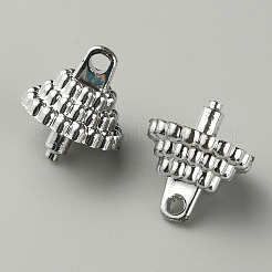 プラスチックカップペグベイルペンダント  クリスマスボールの飾り用  銀  20x16mm  穴：2.8mm&nbsp;FIND-WH0156-02B