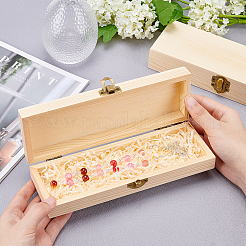 松収納ボックス  筆箱  鉄パーツ  長方形  湯通しアーモンド  20.9x7.95x3.7cm  内径：19.6x5.6のCM&nbsp;WOOD-WH0107-47
