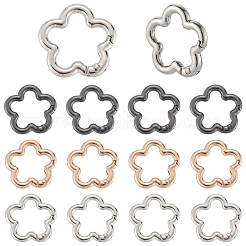 18 個 3 色合金スプリングゲートリング  花  ミックスカラー  27x28x4.5mm  6個/カラー&nbsp;FIND-SC0019-03A