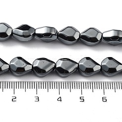 合成磁気無しヘマタイトビーズ連売り  多面カット  ティアドロップ  10x8x6mm  穴：1mm  約39個/連  15.67インチ（39.8cm）&nbsp;G-H303-B25