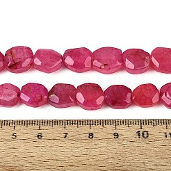 染色・加熱された天然瑪瑙ビーズ連売り  ナゲット  多面カット  濃いピンク  9~13x8~12x3.5~8.5mm  穴：1~1.2mm  約32~36個/連  14.76~15.35インチ（37.5~39cm）&nbsp;G-N359-15A-10
