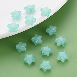 模造ゼリーアクリルビーズ  スター  ミディアムアクアマリン  9x9.5x5.5mm  穴：2.5mm  約2050個/500g&nbsp;MACR-S373-45-E02