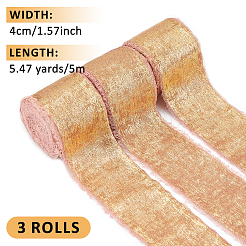 ポリエステルリボン  布小物  ピンク  1-5/8インチ（40mm）  約5.47ヤード（5m）/ロール&nbsp;OCOR-WH0111-16B