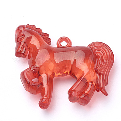 透明なアクリルパーツ  馬  ミックスカラー  44x46x12mm  穴：2mm  約60個/500g&nbsp;TACR-T002-02