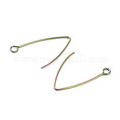 イオンプレーティング(IP) 304 ステンレススチール ピアスフック  耳ワイヤー  水平ループ付き  虹色  29~30x20x0.9mm  穴：2mm  19ゲージ  ピン：0.9mm&nbsp;STAS-F191-02M-B
