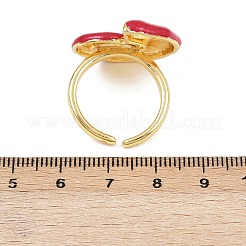 女性用真鍮エナメル調節可能カフリング  18KGP本金メッキ  カドミウムフリー＆ニッケルフリー＆鉛フリー  ミックスカラー  シェル形状  シェル形状：24x22.5mm  内径: 調節可能&nbsp;RJEW-G357-01I