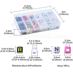 504 個 6 スタイルソリッドカラー初期アクリルビーズ  文字付きのキューブ  ミックスカラー  5.5~6.5x5.5~6x5.5~6mm  穴：3~3.6mm  84個/スタイル&nbsp;MACR-YW0002-50