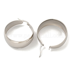 変色しにくい202ステンレススチールフープピアス  女性用304ステンレスピン付き  ステンレス鋼色  38x13.5mm&nbsp;EJEW-H003-09P-02