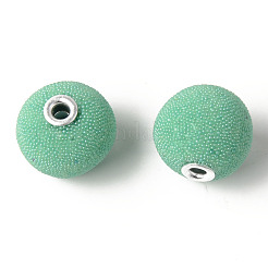 手作りのインドネシアビーズ  メタルパーツ  ラウンド  銀  ミディアムシーグリーン  20~21mm  穴：3mm&nbsp;IPDL-E009-C09