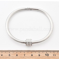 女性用304ステンレススチールラインストーンバングル  エナメル  ステンレス鋼色  内径：1-7/8x2-3/8インチ（4.8x5.9cm）&nbsp;BJEW-Z092-04P