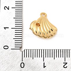 真鍮製マイクロパヴェキュービックジルコニアチャーム  ニッケルフリー  18KGP本金メッキ  シェル形状  14x13.5x6mm  穴：1.6mm&nbsp;KK-C117-02B-G