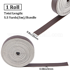 5mの平型模造革コード  枕の装飾用  ココナッツブラウン  20x2mm  約5.47ヤード（5m）/ロール&nbsp;LC-GF0001-05B-02
