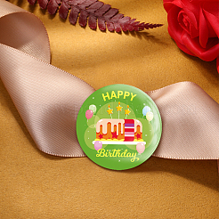 ブリキブローチ  プラスチック底と鉄ピン付き  フラットラウンド  カラフル  誕生日をテーマにした模様  58x4mm  9個/セット&nbsp;JEWB-WH0012-023
