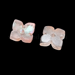 染色・加熱ガラスビーズキャップ  4  - 花びらの花  ショッキングピンク  10x10x3.5mm  穴：1.4mm&nbsp;GLAA-Z019-01I