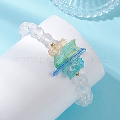 女性用天然水晶ビーズストレッチブレスレット  ラウンド＆ナゲット  内径：2.24インチ（5.7cm）&nbsp;BJEW-TA00727