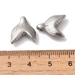 変色しない304ステンレススチールビーズ  魚尾  ステンレス鋼色  15x13x5mm  穴：1.6mm&nbsp;STAS-I305-135P