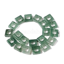 天然石グリーンアベンチュリンビーズ連売り  中空の四角  10x10x3~4mm  穴：1mm  約20個/連  8.07インチ（20.5cm）&nbsp;G-N342-104