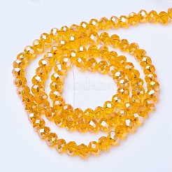電気メッキガラスビーズセット  ABカラーメッキ  多面カット  ロンデル  オレンジ  2.3~2.7x2mm  穴：0.4mm  約135~140個/連  26~27cm&nbsp;EGLA-A034-T1mm-B01