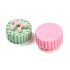 オペーク樹脂カボション  ちょう結び付きのフラットラウンド  ミックスカラー  12x6.5mm&nbsp;RESI-I068-01A-05