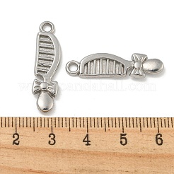 変色しない304ステンレススチールペンダント  蝶結びのチャーム付き櫛  ステンレス鋼色  18.5x7.5x2mm  穴：2.1mm&nbsp;STAS-N103-77P