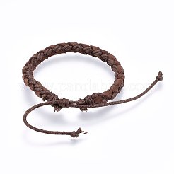 編み込みレザーコードブレスレット  ワックスコード付き  ミックスカラー  2インチ（5cm）〜3-1/8インチ（8cm）&nbsp;BJEW-F347-10