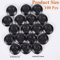 ウッドボタン  4穴  フラットラウンド  ブラック  10x3.5mm  穴：1.4mm  100個/セット&nbsp;BUTT-CY0001-04B-02