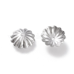 変色しない304ステンレススチールビーズキャップ  マルチ花弁  花  ステンレス鋼色  9.5x10x3mm  穴：1.2mm&nbsp;STAS-K194-06P-02