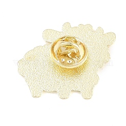 牛のエナメルピン  バックパック服用塗装合金バッジ  ゴールド  空色  25x32mm&nbsp;JEWB-K036-02G