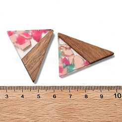 樹脂とクルミのペンダント  三角形  ミックスカラー  36.5x30.5x2.5mm  穴：2mm&nbsp;FIND-R051-01H