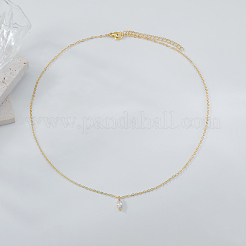 真鍮パヴェクリアキュービックジルコニアホースアイペンダントネックレス（女性用）  ゴールドカラー  15.75インチ（40cm）&nbsp;XP9005