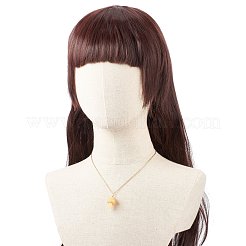 天然石と合成石のマッシュルーム ペンダント ネックレス  女性のためのライトゴールドトーンの銅線ラップネックレス  17.72インチ（45cm）  1.5mm&nbsp;NJEW-JN03967