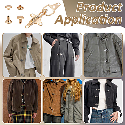 8袋 合金バックル カニカン クリップ スナップ 衣服ボタン  リベット付き  コート・ダウンジャケット用縫製アクセサリー  ゴールドカラー&nbsp;AJEW-BC0008-76