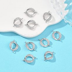 シェグレース 真鍮 マイクロパヴェ クリアキュービックジルコニア コネクターチャーム  ねじれた楕円形のリンク  カドミウムフリーと鉛フリー＆ニッケルフリー  プラチナメッキ  12x8x1.5mm  穴：1mm&nbsp;XGRQ3P221-601P