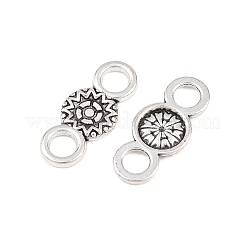 チベットスタイルの合金コネクタチャーム  花のリンク  アンティークシルバー  20x8.5x1.3mm  穴：4mm  約1538個/1000g&nbsp;PALLOY-A024-14AS