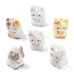 10個 5色電気メッキ不透明樹脂ビーズ  猫  ミックスカラー  24~25x17~18x18~19mm  穴：2.5mm  2個/カラー&nbsp;RESI-CJZ0001-12