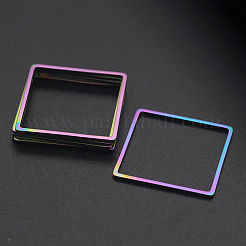 イオンプレーティング（IP）201ステンレス鋼リンクリング  正方形  レーザー切断  虹色  20x20x1mm  内径：18x18mm&nbsp;STAS-R111-JA556