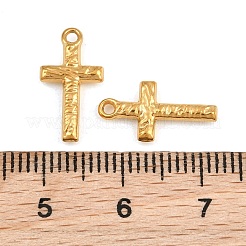 304ステンレスペンダント  イオンプレーティング（ip）  槌目模様の十字架チャーム  ゴールドカラー  15.5x8x2.5mm  穴：1.2mm&nbsp;SA-CBA9E6A-10D-G