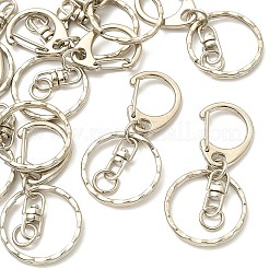 10 個の合金キーホルダークラスプパーツ  合金スイベルクラスプと鉄リング付き  プラチナ  50mm&nbsp;PALLOY-YW026-02
