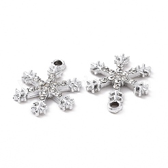 合金クリスタルラインストーンペンダント  クリスマススノーフレークチャーム  プラチナ  21.5x16x2mm  穴：1.8mm&nbsp;ALRI-C008-20P