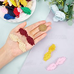 28セット 7色 手作り 中国風 カエル ノット ボタン セット  ポリエステルボタン  1穴  花の形  ミックスカラー  20x70x5mm&nbsp;BUTT-NB0001-38-1