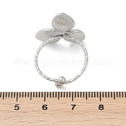 304ステンレススチールカフリング  クローバー  ステンレス鋼色  19x17mm  内径：19mm&nbsp;RJEW-D306-11P