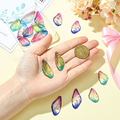エポキシ樹脂ペンダント4セット  蝶の羽  金箔＆グリッターパウダー入り  ミックスカラー  37.5x17x2.5~3mm  穴：1.2mm  1セット/色&nbsp;RESI-CJ0005-18